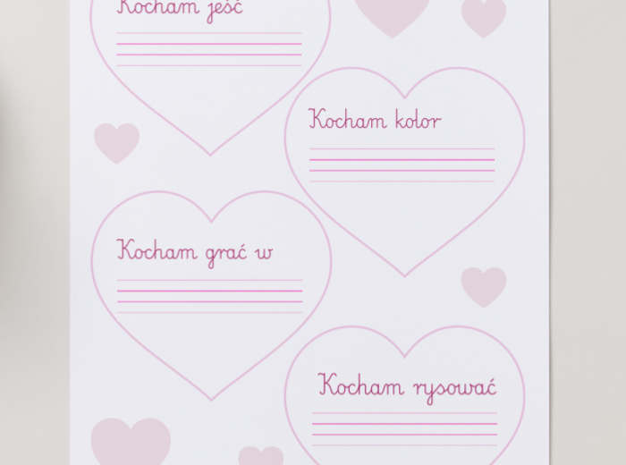 Walentynki - karty pracy