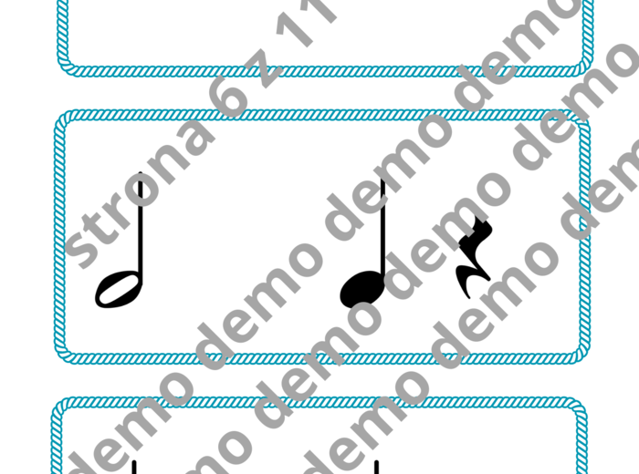 Muzyka. Karty do nauki wartości rytmicznych i ćwiczeń praktycznych. Metrum 4/4.