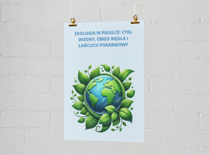 Infografiki. Cykl wodny. Obieg węgla w przyrodzie. Łańcuch pokarmowy