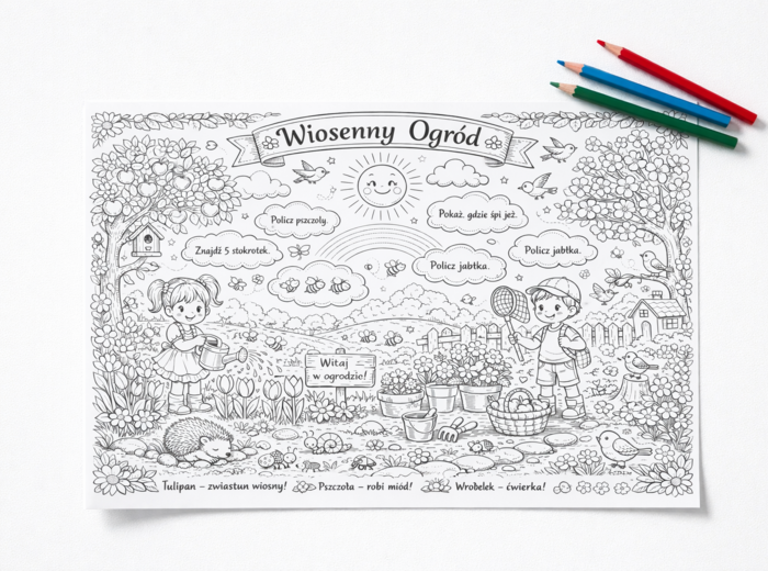 Kolorowanka "Wiosenny ogród"