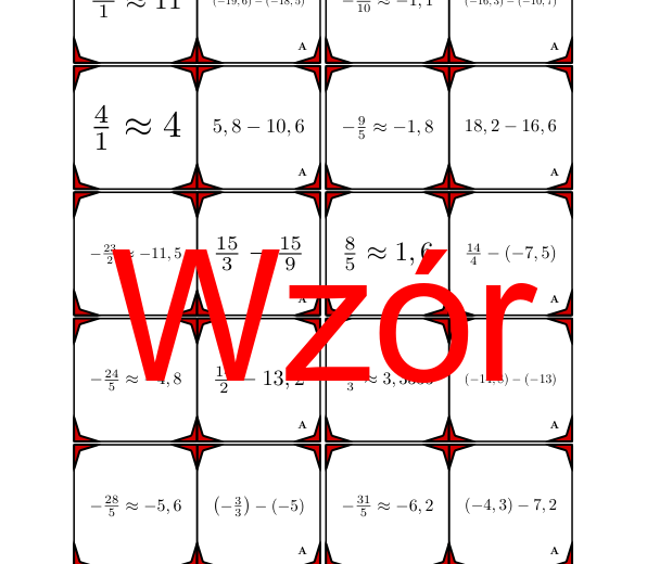 Domino - Odejmowanie liczb wymiernych | matematyka