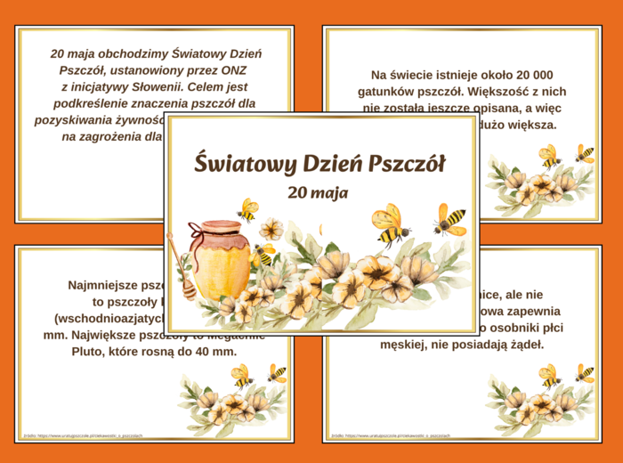 DZIEŃ PSZCZÓŁ – ciekawostki o pszczołach – wiosna – GAZETKA – biblioteka – świetlica – 13 stron – wersja 1