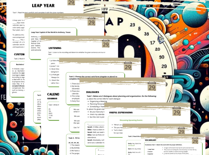 Leap Year_Rok przestępny. Karty pracy. Gotowa Lekcja. Worksheet. A2/B1