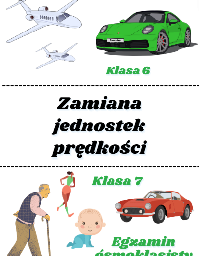 Zamiana jednostek prędkości. Klasa 6 / klasa 7 / Egzamin ósmoklasisty
