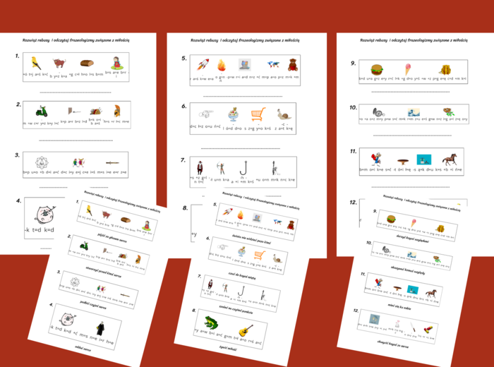REBUSY – rebus - WALENTYNKI - frazeologizmy - związki frazeologiczne