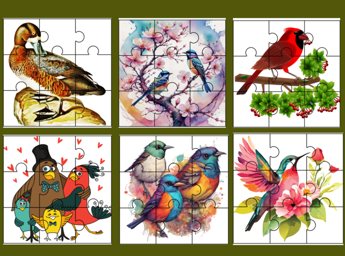 DZIEŃ PTAKÓW – PUZZLE – 18 obrazków - wiosna