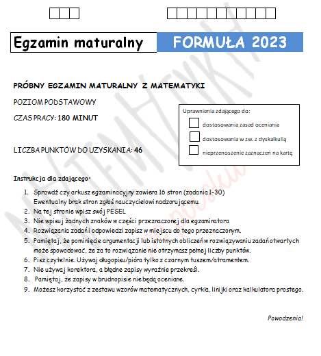 Matura próbna - NOWA FORMUŁA - poziom podstawowy