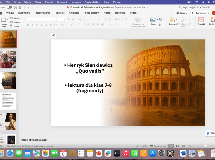 "Quo vadis" - propozycja omówienia lektury poprzez głównych bohaterów.
