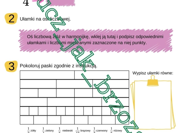Ułamki zwykłe, powtórzenie wiadomości - klasa 5