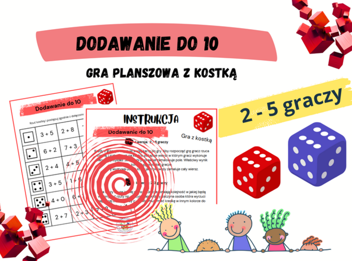 Dodawanie do 10 - gra planszowa z kostką