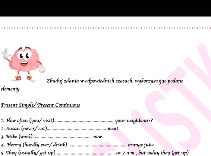 Ćwiczenia porównawcze z 7 podstawowych czasów - egzamin ósmoklasisty/ matura+klucz