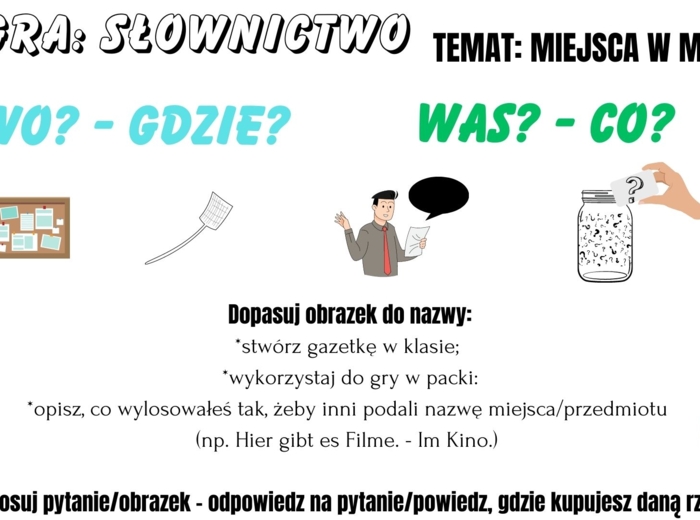 Gra: słownictwo - Miejsca w mieście - język niemiecki