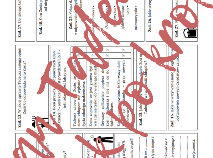 PAN TADEUSZ (fragmenty): Krok po kroku – karta pracy do lektury