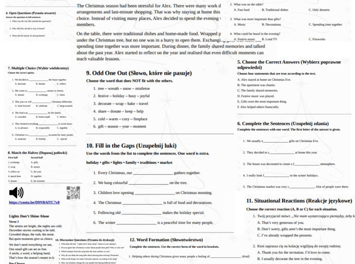 B1/B1plus - A Quiet Christmas Eve - karta pracy (2025)