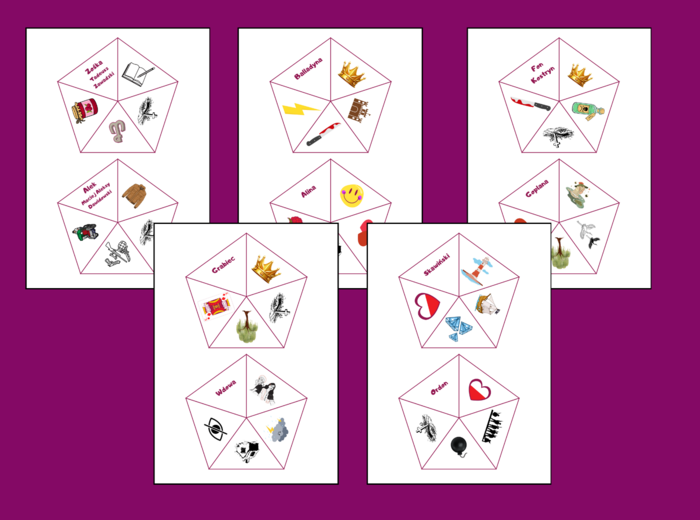 BOHATEROWIE – lektury z kl. 7-8 – ikonki – układanka – powtórka – egzamin – 13 stron