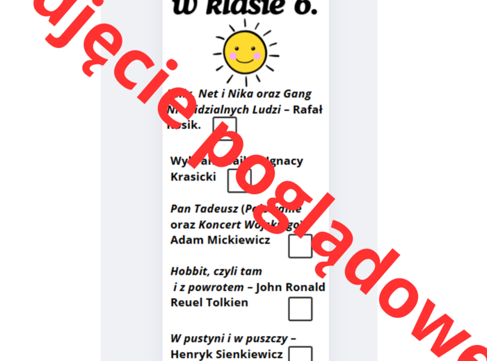 Zakładka – Twoja lista lektur do klasy 6!