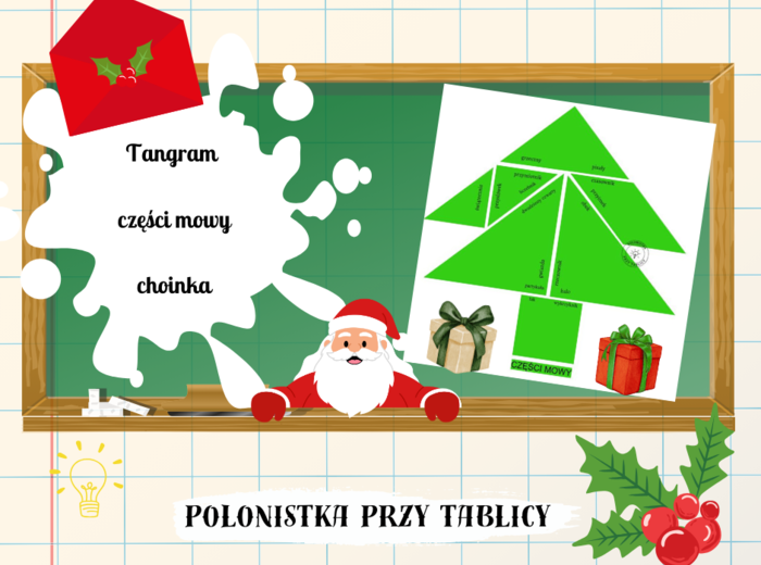 Części mowy tangram choinka wersja biała