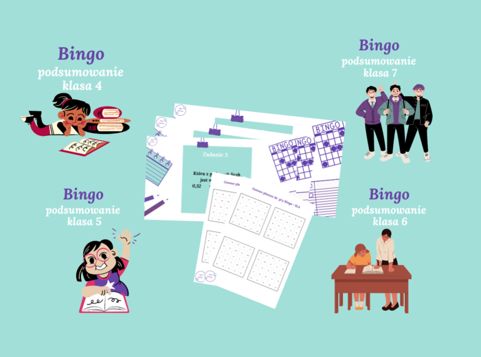 Zestaw Bingo podsumowanie dla klasy 4, 5,6 oraz 7.