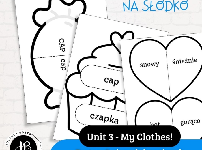 Słówka Na Słodko - Zestaw 3 gier edukacyjnych do nauki słownictwa z "Shine on 2" - Unit 3 My Clothes!