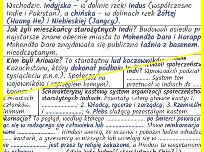 Starożytne Indie i Chiny – notatka i karta pracy