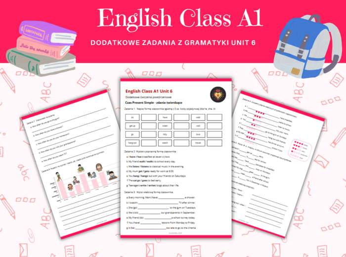 Gramatyka klasa 4: czasownik Czas Present Simple - zdania twierdzące i przysłówki częstotliwości. Na podstawie podręcznika English Class A1 Unit 5