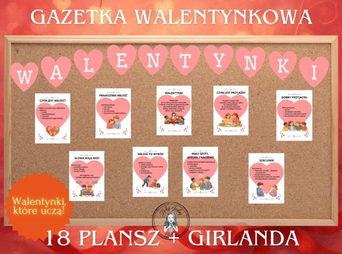 Walentynki – gazetka szkolna o relacjach i empatii (18 slajdów + napis)