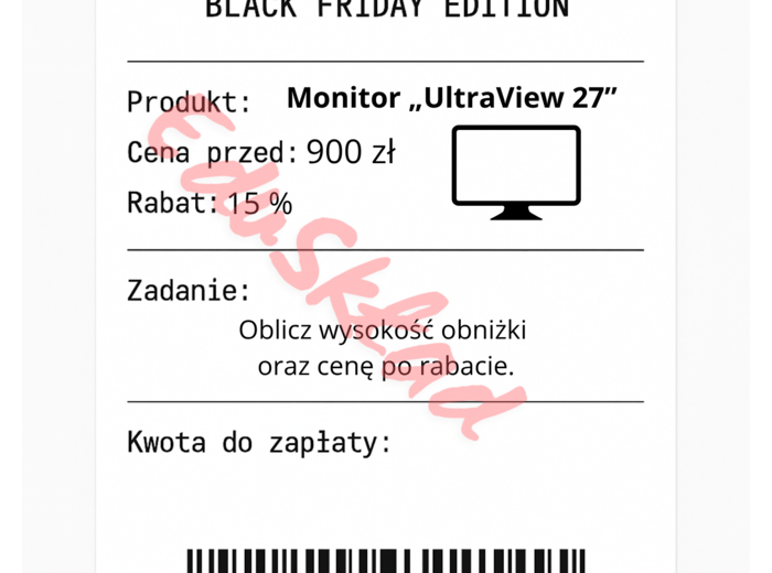 ⭐53 PARAGONY MATEMATYCZNE – BLACK FRIDAY EDITION (różne poziomy trudności / podwójne rabaty/ zamiast kartkówki)