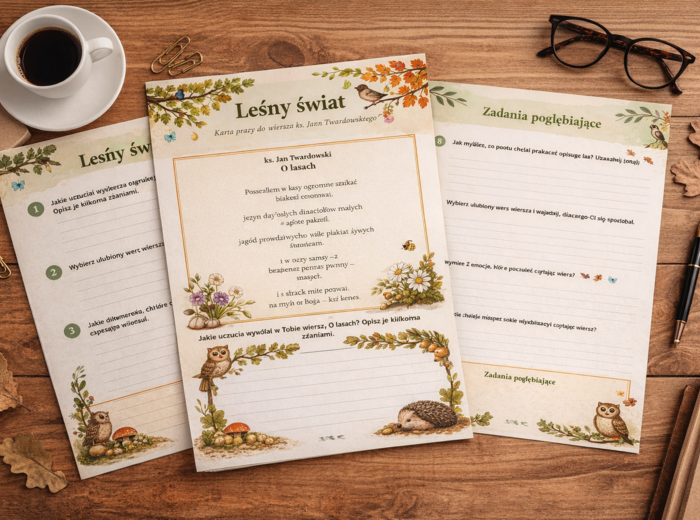 Leśny świat – karta pracy do wiersza ks. Twardowskiego