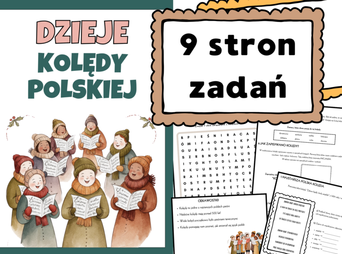 Dzieje kolędy polskiej - karty pracy, klasy 5-8, Boże Narodzenie, zadania