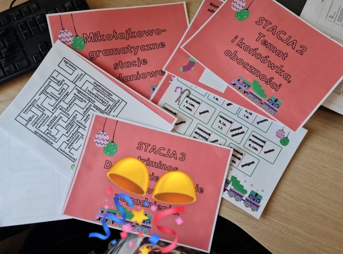 Mikołajkowe stacje zadaniowe - rzeczownik, przymiotnik