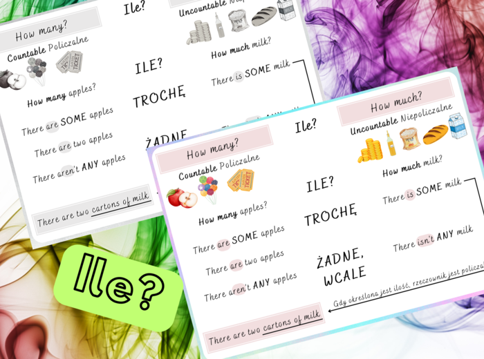 How much? How many? - angielska wklejka do zeszytu - PLAKAT