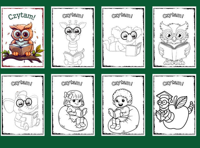 CZYTAM! - kolorowanka – kolorowanki – biblioteka – świetlica – przedszkole – 36 wersji