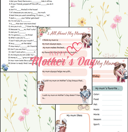 🌸 Mother’s Day Fun Pack – Materiały do angielskiego (A1–B1) 🌸