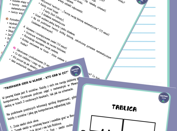 "Tajemnica gier w klasie - kto gra w co?" Zadania tekstowe, łamigłówka logiczna, zajęcia projektowe, karty Dixit - scenariusz lekcji