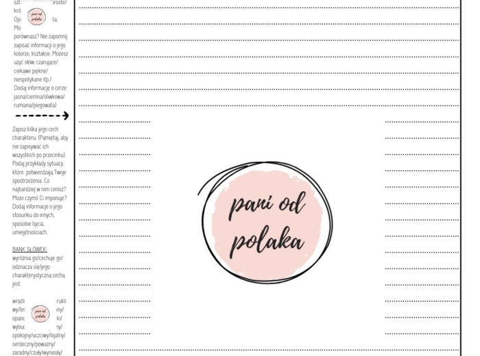 Charakterystyka koleżanki lub kolegi z ławki - karta pracy ze wskazówkami