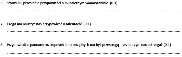 Biblia - sprawdzian klasa 6