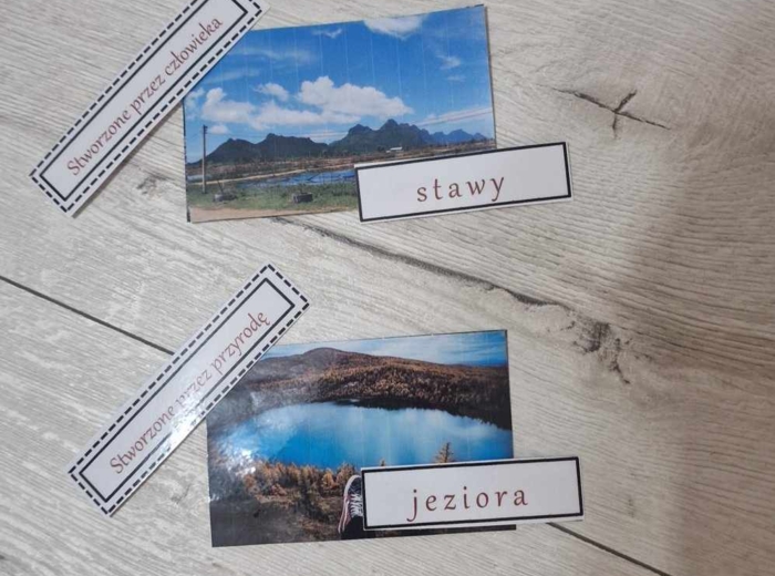 Materiał do zalaminowania/praca w grupach/stacje zadaniowe/układanka/puzzle „Wody słodkie i wody słone” w pdf. Przyroda, dział „Poznajemy krajobraz najbliższej okolicy”.