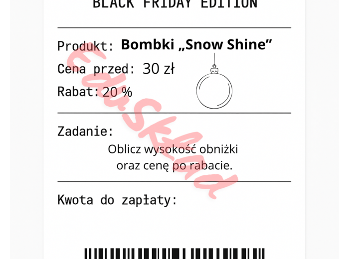 ⭐53 PARAGONY MATEMATYCZNE – BLACK FRIDAY EDITION (różne poziomy trudności / podwójne rabaty/ zamiast kartkówki)