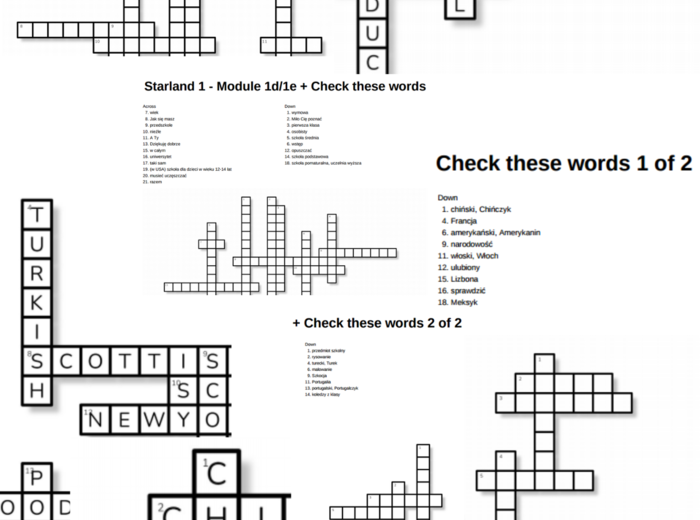 Starland 1 – Module 1 – krzyżówki