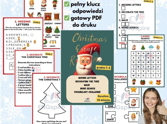 MEGA PROMOCJA!!! PAKIET 3 CHRISTMAS ESCAPE ROOMÓW DLA KLAS 1-3, 4-6 ORAZ 7-8