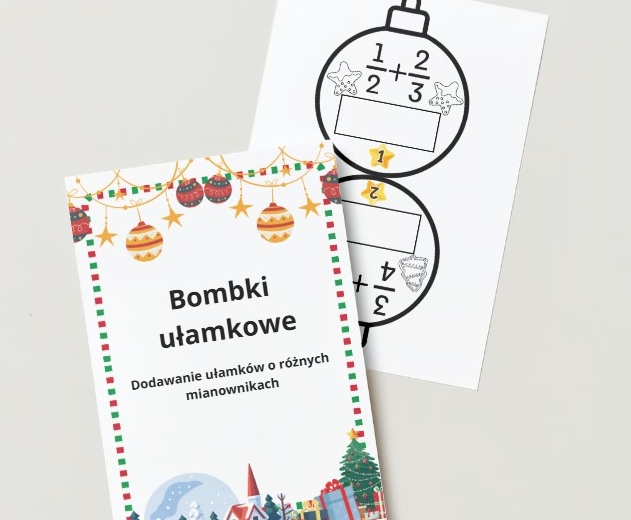 Ułamkowe bombki - dodawanie ułamków zwykłych o różnych mianownikach