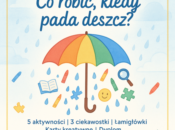 Kolorowanka: „Co można robić, kiedy pada deszcz?”
