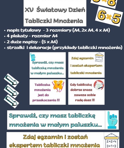 Dzień Tabliczki Mnożenia - napis, dekoracje