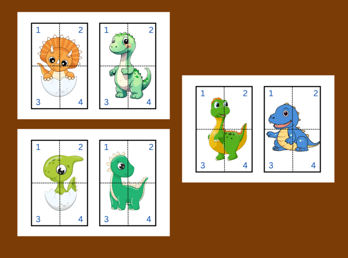 DZIEŃ DINOZAURA - puzzle – układanka- układanki – biblioteka – świetlica – przedszkole – 12 wersji