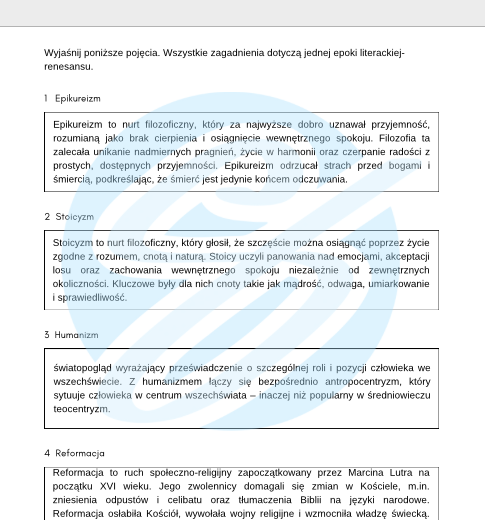 Renesans – Najważniejsze Zagadnienia – Karty Pracy dla Maturzystów