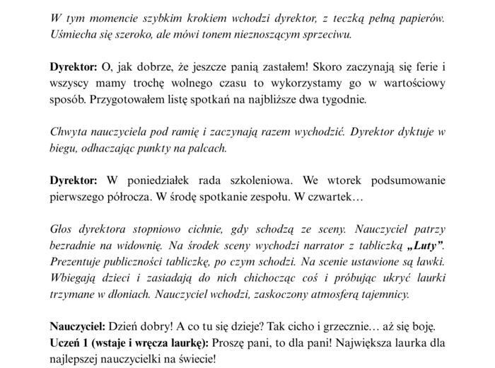 ROK z życia nauczyciela- scenariusz DEN dla uczniów SP