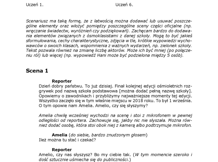 Reportaż o absolwentach 2026. Scenariusz pożegnania klas ósmych