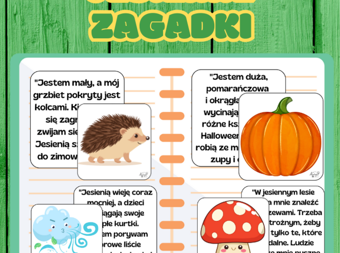 Zagadki jesienne – dopasuj opis do obrazków