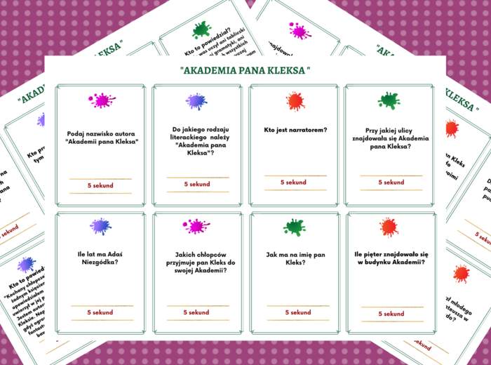 "AKADEMIA PANA KLEKSA" – gra „5 sekund” - 72 pytania