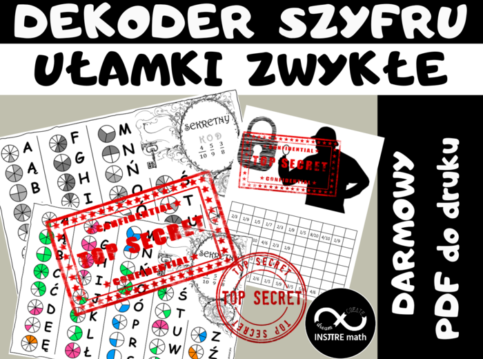DARMOWY Dekoder szyfru ułamkowego. Generator kodu ułamki zwykłe. Matematyczny sekretny kod, szyfr.